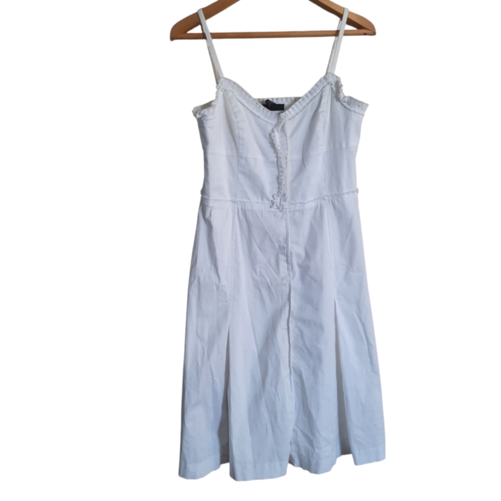 Inc White Ruffle Detail Front Clasp Sun Dress